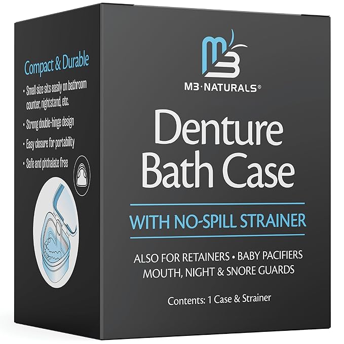 Denture Bath Case and Retainer Case, Denture Bath Cup by M3Naturals