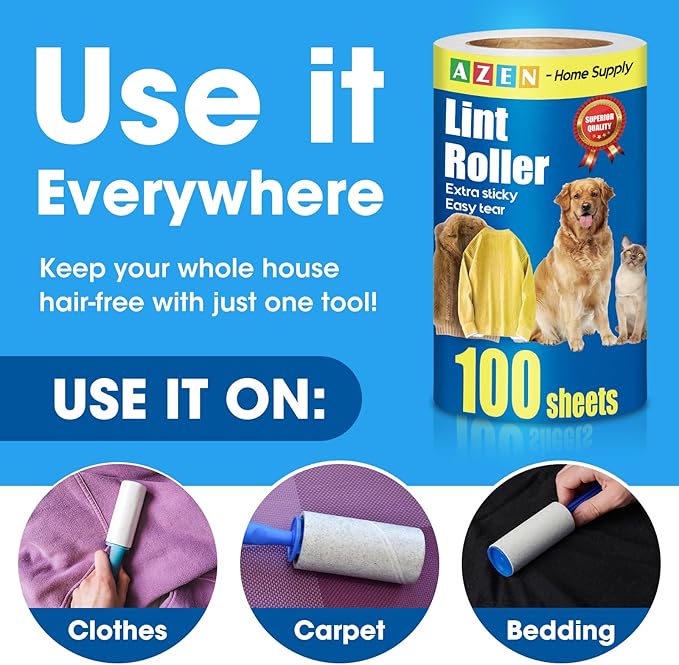 AZEN Lint Roller, Lint Rollers for Pet Hair Extra Sticky, 1200 Sheets Lint - Image 6