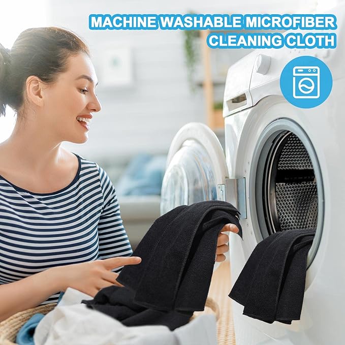 Tenare 100 Pack 12'' x 12'' Microfiber Cleaning Cloths Reusable Cleaning Rags - Image 3