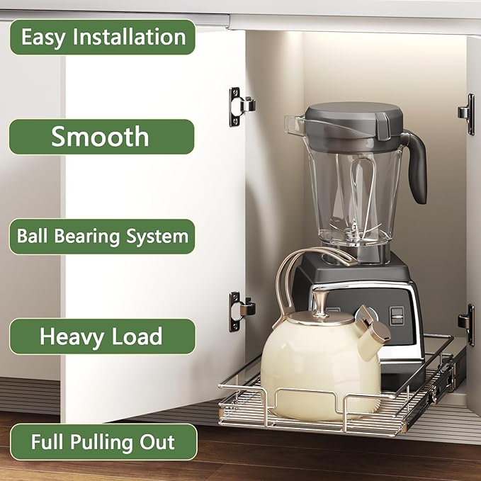 Pull Out Cabinet Organizer 10½" W x 21½" D, Heavy Duty Cabinet Pull Out Shelves - Image 2