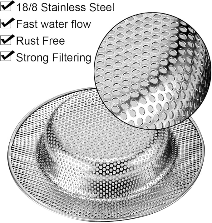 Kitchen Sink Strainer, 4.5" Diameter, Stainless Steel, Rust Free and Dishwasher - Image 4