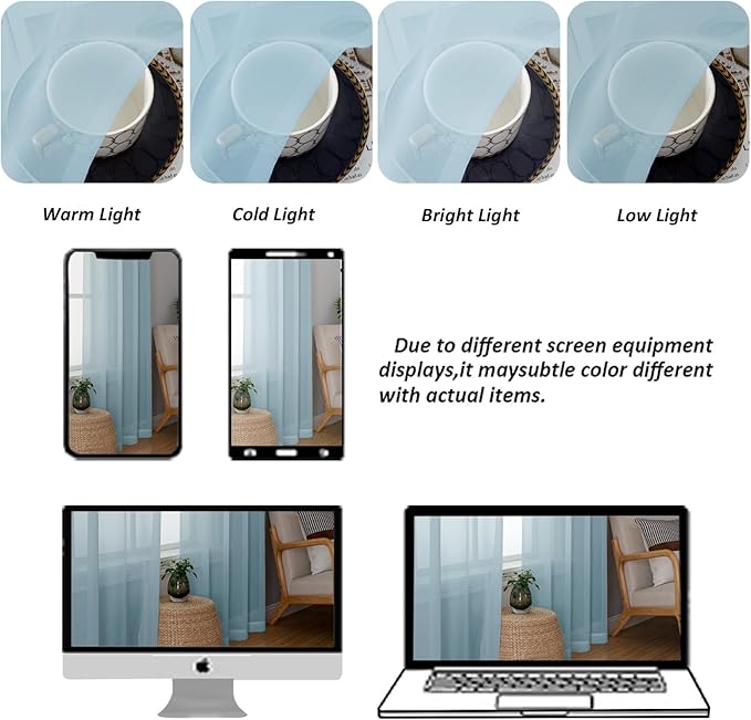 Chyhomenyc Sheer Valances for Windows 2 Pack, Small Window Curtains for Living - Image 5