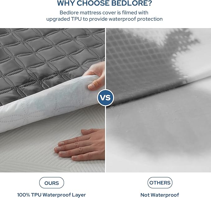 BEDLORE Waterproof Mattress Protector, Noiseless Full Size Mattress Pad - Image 2