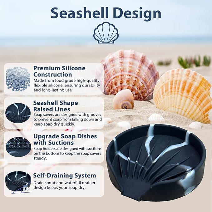 Self Draining Soap Dish, Silicone Suction Cup Soap Holder Tray Savers Container - Image 2