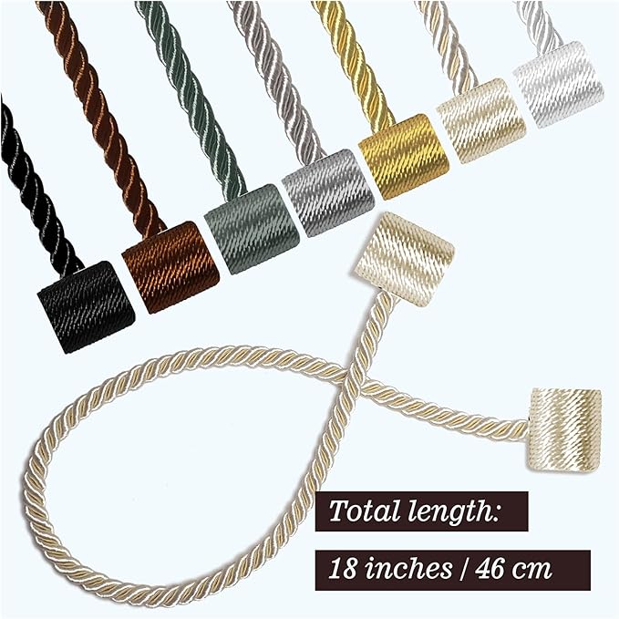 Hion Magnetic Curtain Tiebacks Dark Brown 2pcs, Curtain Tiebacks Buckles - Image 2