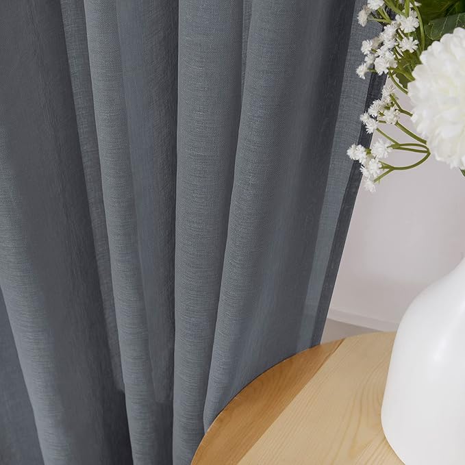 Tollpiz Short Sheer Tier Curtains Linen Textured Half Kitchen Curtain Sheers - Image 3