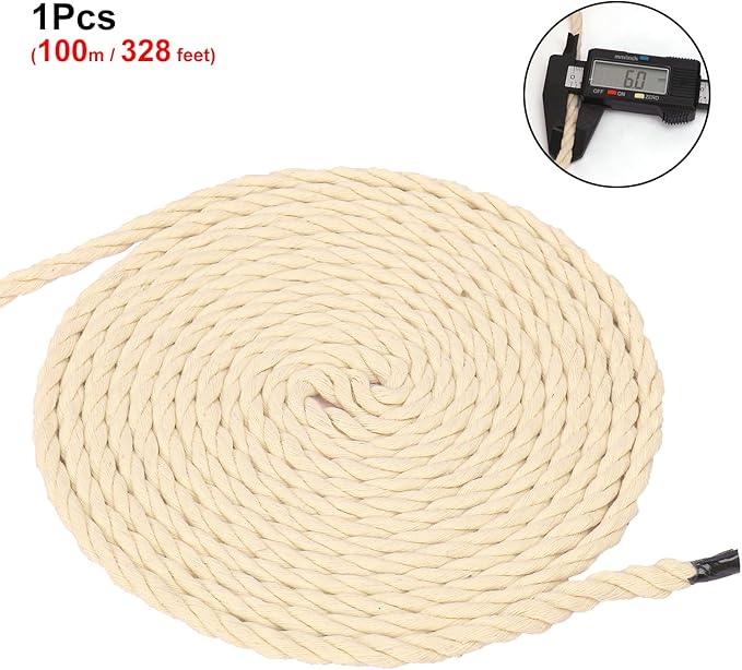 1/4 Inch Diameter White Cotton Rope 328 Feet Rope Composed of Four Strands of - Image 2