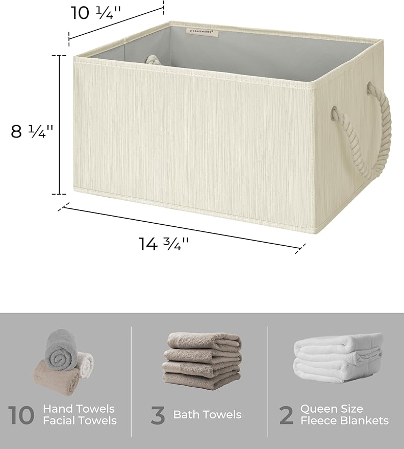 StorageWorks Storage Baskets for Shelves, Foldable Fabric Closet Storage Bins - Image 2