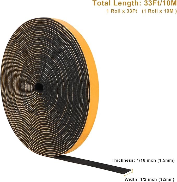 Weather Stripping Soundproof 1/2 in x 1/16 in, High Density Door Seal Strip - Image 5