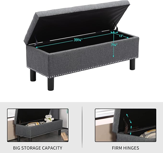 Furnimart 42.5 Inch Storage Ottoman Bench, Flip Top End of Bed Storage Bench - Image 5