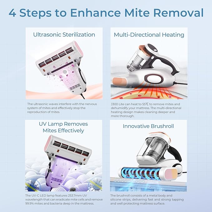 JIGOO J300 Lite Mattress Vacuum Cleaner，Bed Vacuum Cleaner - Image 6