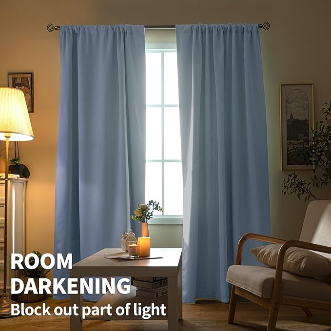 BGment Baby Blue Blackout Curtains 63 Inch Length - Image 2