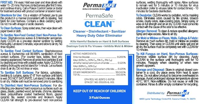 PermaSafe CLEAN, All-Purpose Hospital Disinfectant Cleaner; No Rinse, Soft & - Image 2