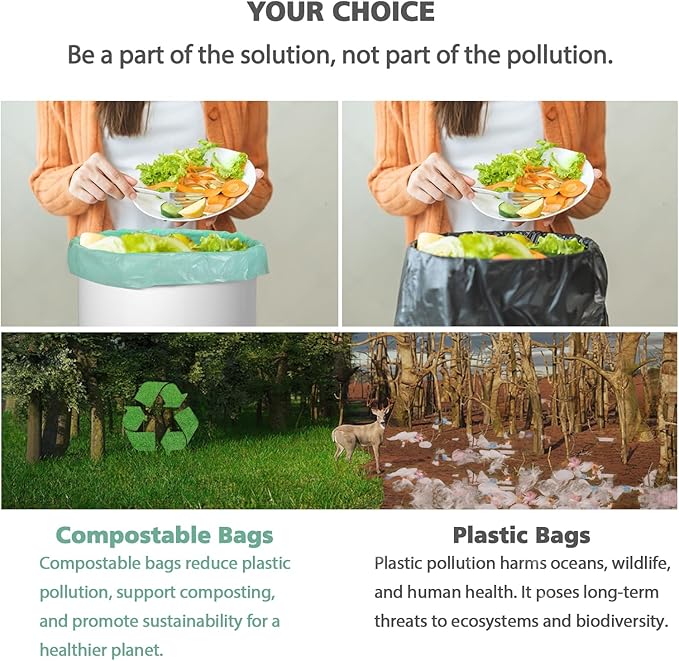 Compostable Trash Garbage bags, AYOTEE 13-15 Gallon Tall Kitchen Trash Bags - Image 4