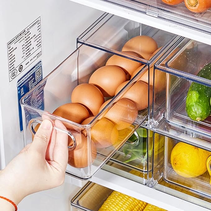 MineSign 4Pack Stackable Fridge Drawers Pull-out Storage Bins - Image 4