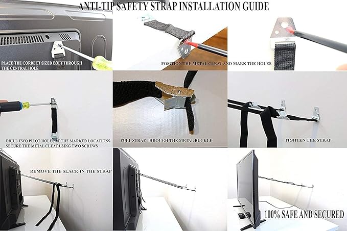 TV and Furniture Anti Tip Straps, Metal Heavy Duty TV Straps Child Safety - Image 7