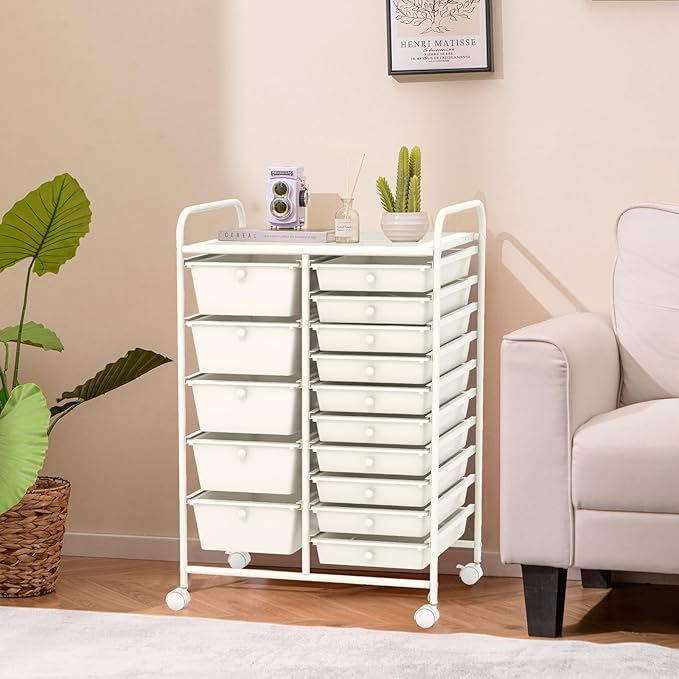GOFLAME 15-Drawer Rolling Storage Cart, Utility Cart - Image 9