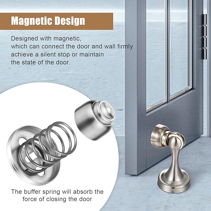 8 Pcs Magnetic Door Stoppers Stainless Steel Door Stops Magnetic Catch Holder - Image 5