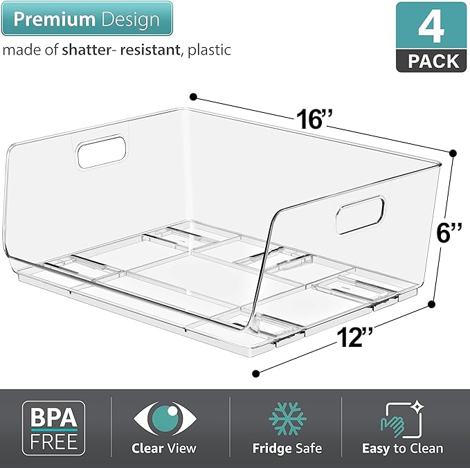 Sorbus Stackable Storage Bins Open Front - Image 3