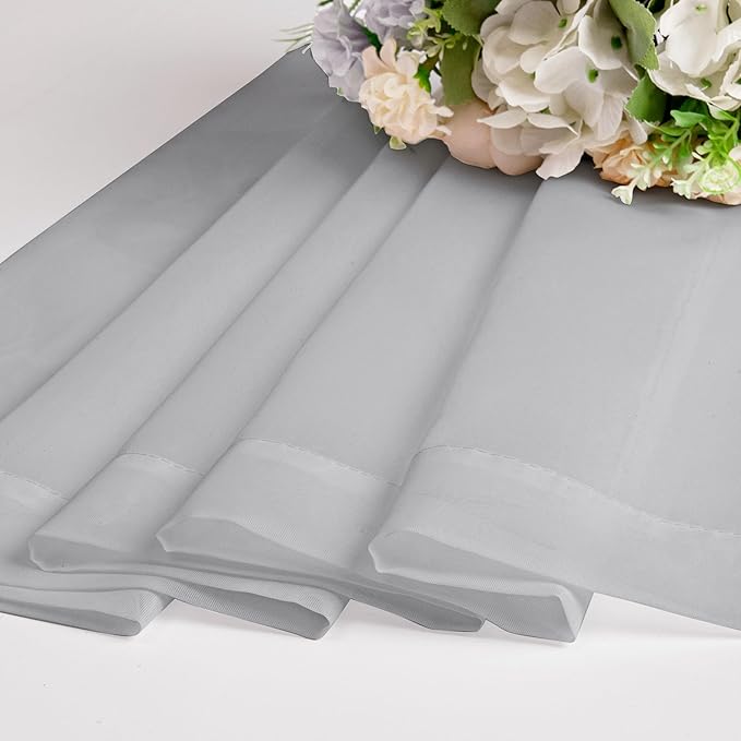 Chyhomenyc Light Grey Sheer Curtains 54 Inch Long 2 Panels, Light Filtering Rod - Image 5