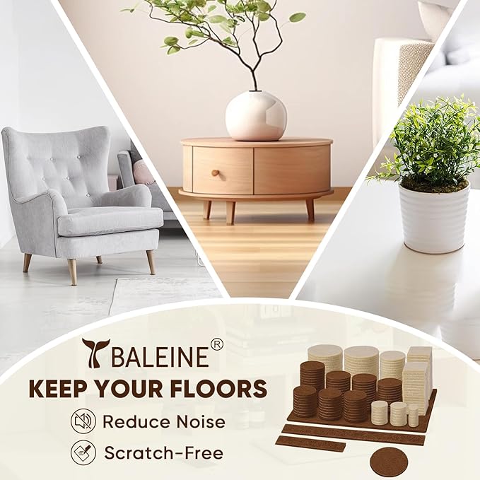 BALEINE 300PCS Felt Furniture Pads, Scratch-Reducing Floor Protectors - Image 6