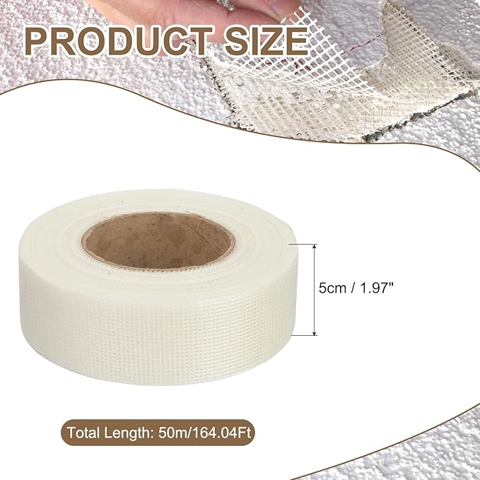 PATIKIL Drywall Repair Mesh Tape, 2 inch x 164 ft Fiberglass Repair Patch - Image 2