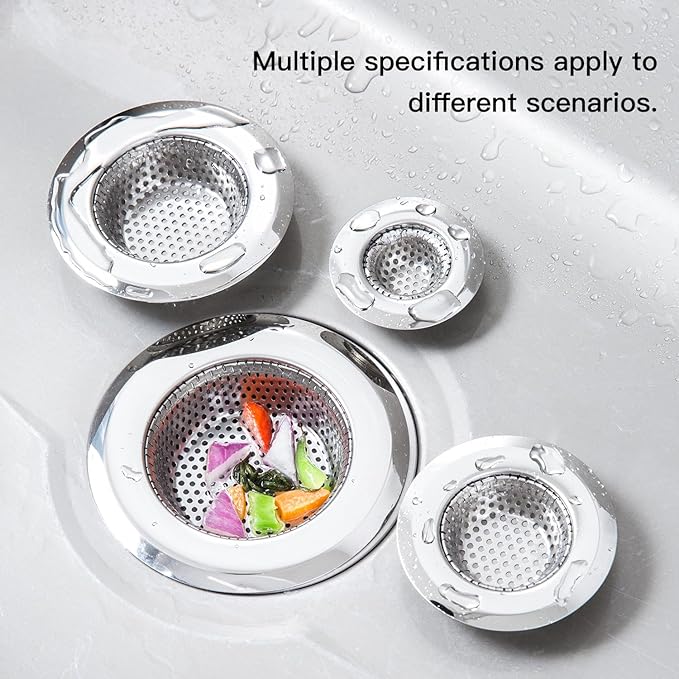 4 Pack Heavy Duty Stainless Steel Kitchen Sink Drain Strainer, Bathroom Hair - Image 8