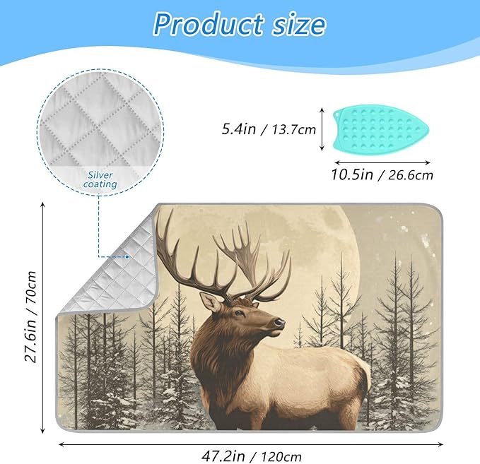 Retro Elk Winter Ironing Mat for Table top Portable Ironing Pad Blanket for - Image 2