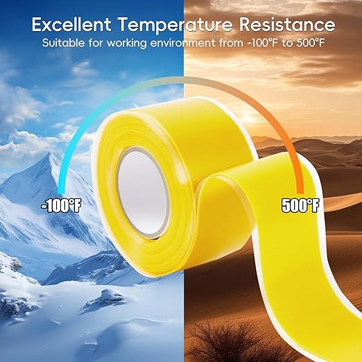 Self Fusing Silicone Tape 2 Rolls 1 in x 10' Yellow Waterproof Rescue Tape - Image 6