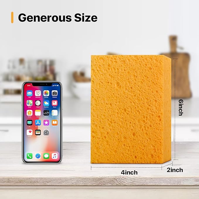 4 PCS Large Natural Cellulose Sponges 6x4x2 Inch - Image 2