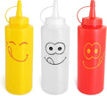New Star Foodservice 28560 Smiley Faces Squeeze Bottle Set, and Clear, 12 oz by NewStarFoodservice