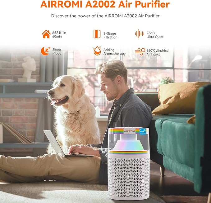 AIRROMI Air Purifiers for Bedroom Home, Activated Carbon Filter Cleaner - Image 2