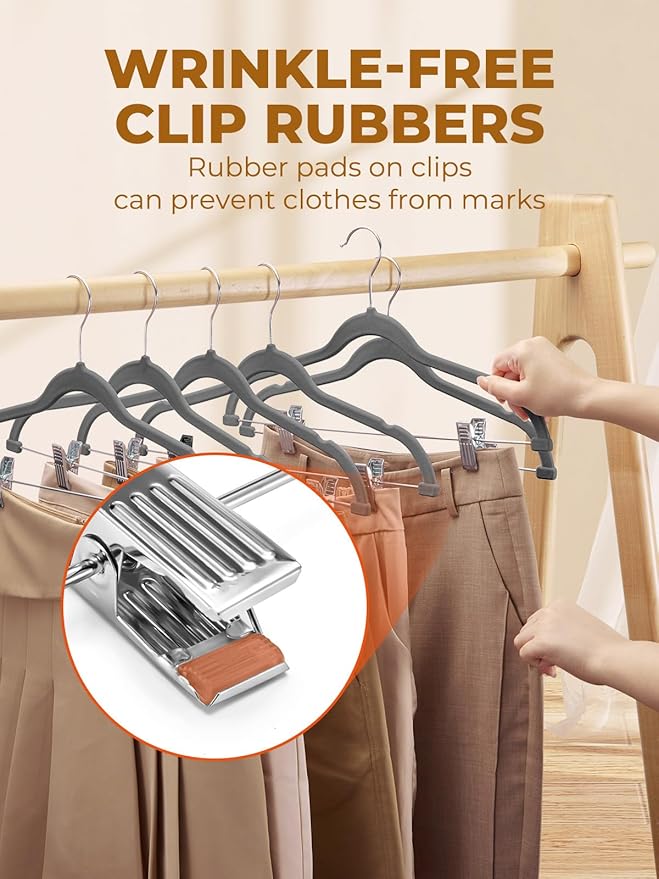 HOUSE DAY Velvet Skirt Hangers 24 Pack, Space Saving Slim Velvet Pant Hanger - Image 4