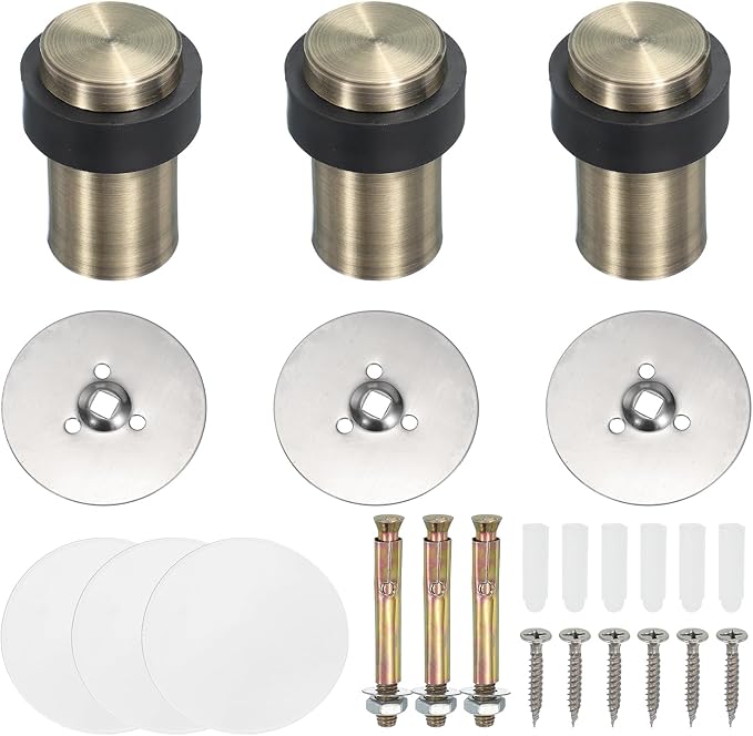 PATIKIL 3Set Round Door Stoppers, 60mm Stainless Steel Door Stop Doorstop Wedge by PATIKIL
