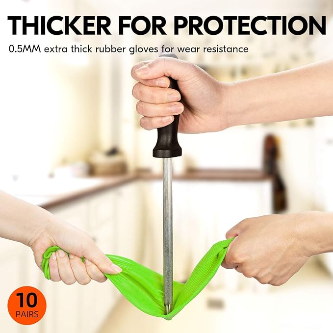 Vgo... 10-Pairs Dishwashing Gloves, Reusable Household Gloves, Long Sleeve - Image 2