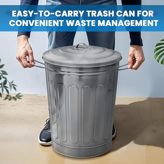 Plexon 2 Pack 13-Gallon Galvanized Steel Round Trash Can - Image 2