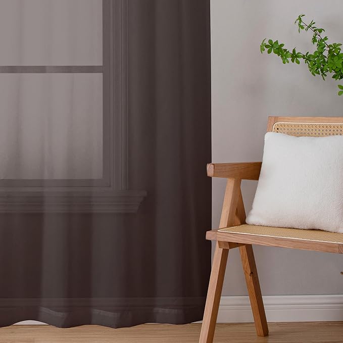 Chyhomenyc Chocolate Brown Sheer Curtains 78 Inches Long 2 Panels Set - Image 5