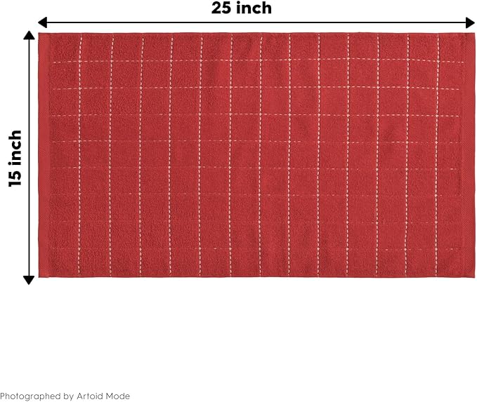 Artoid Mode Checkered Designed Cotton Red Terry Kitchen Dish Towels, 15x25 Inch - Image 7