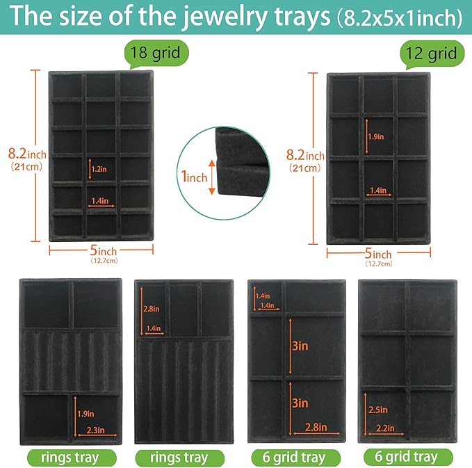 Jewelry Organizer Drawer 8 Set Jewelry Boxes Velvet Jewelry Drawer Organizer - Image 4