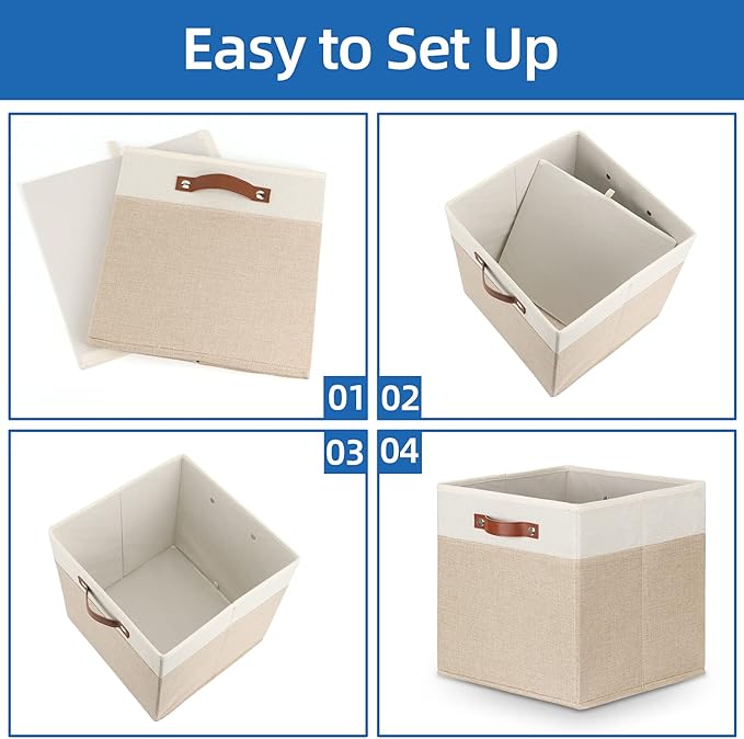 Temary Cube Storage Bins 13 Inch Fabric Storage Cubes Storage Baskets - Image 7