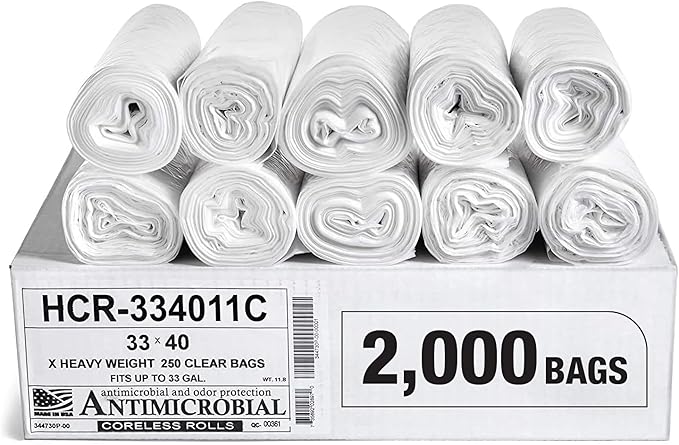 Aluf Plastics High Density Trash Bags, 33 Gallon, 11 Micron, by AlufPlastics