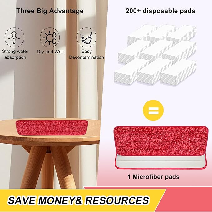 8 Pack 16.5 inch Reusable Mop Pads Microfiber Spray Mop Replacement Heads - Image 7