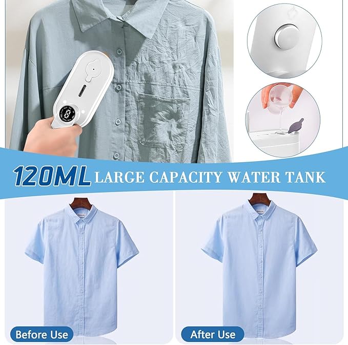 Travel Steamer for Clothes Portable Mini, 8 Steam & Iron Modes Iron Steamer - Image 5
