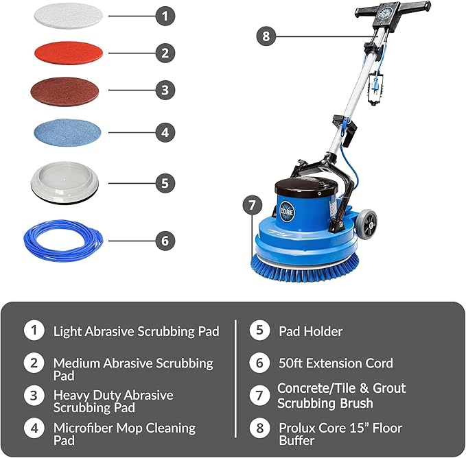 Prolux Core Heavy Duty 15 inch Floor Buffer Scrubber and Polisher Cleaning - Image 8
