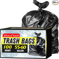 100 Count 55-60 Gallon Trash Bags, Sturdy & Tear-Resistant Commercial Can by Wowflash