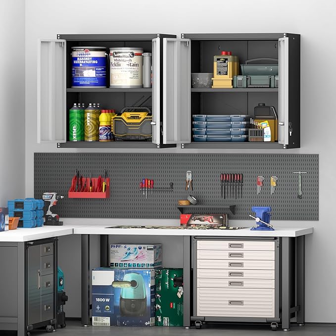 Metal Wall Cabinet, Garage Cabinets Wall Mounted, Locking Storage - Image 2