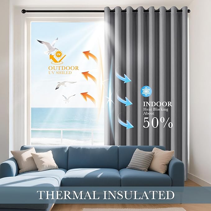 PONY DANCE Black Out Curtains for Bedroom 54 inch Length 2 Panels Set, Thermal - Image 3