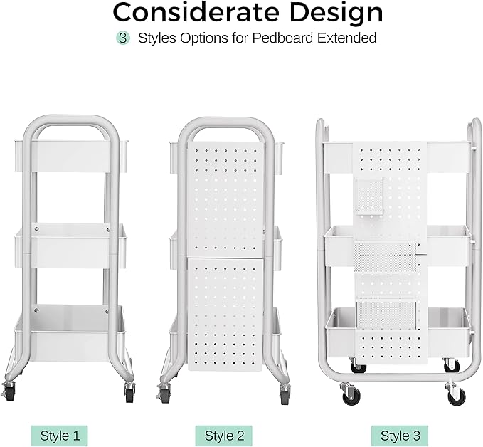 DESIGNA 3-Tier Rolling Cart, Utility Cart - Image 4