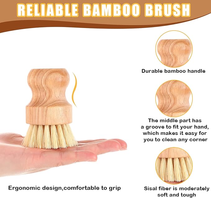 Nuenen 30 Packs Bamboo Dish Scrub Brushes Wooden Scrubbers Set Kitchen - Image 5