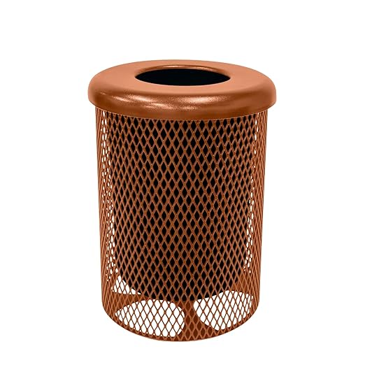 COATEDOUTDOORFURNITURE 32-Gallon Heavy-Duty Expanded Metal Round Trash by CoatedOutdoorFurniture
